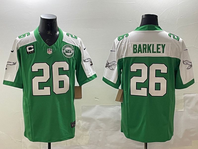 Men Philadelphia Eagles #26 Barkley Green Thanksgiving three generations 2025 Nike Vapor Limited NFL Jersey style 4->philadelphia eagles->NFL Jersey